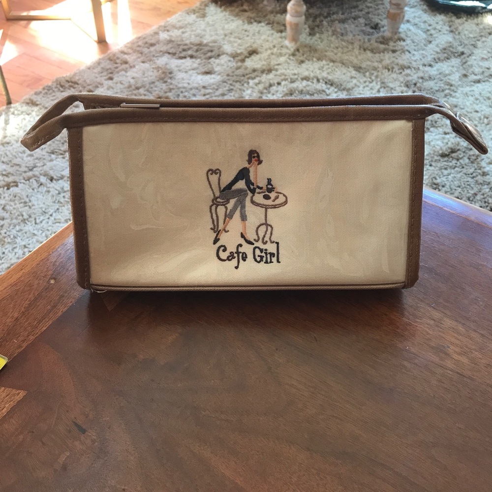 Cafe girl makeup bag