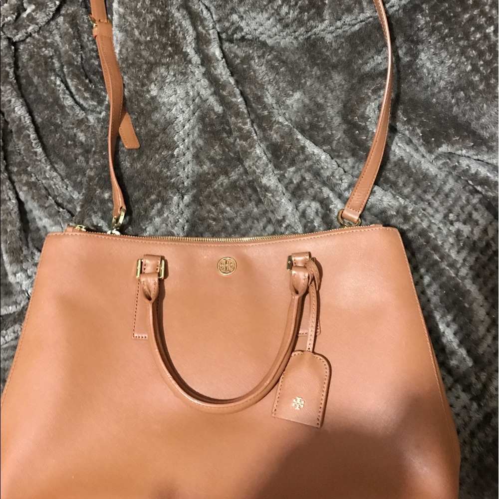 Tory Burch Double Zip Camel Tote