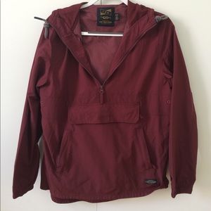 UO maroon pullover rain jacket with hood
