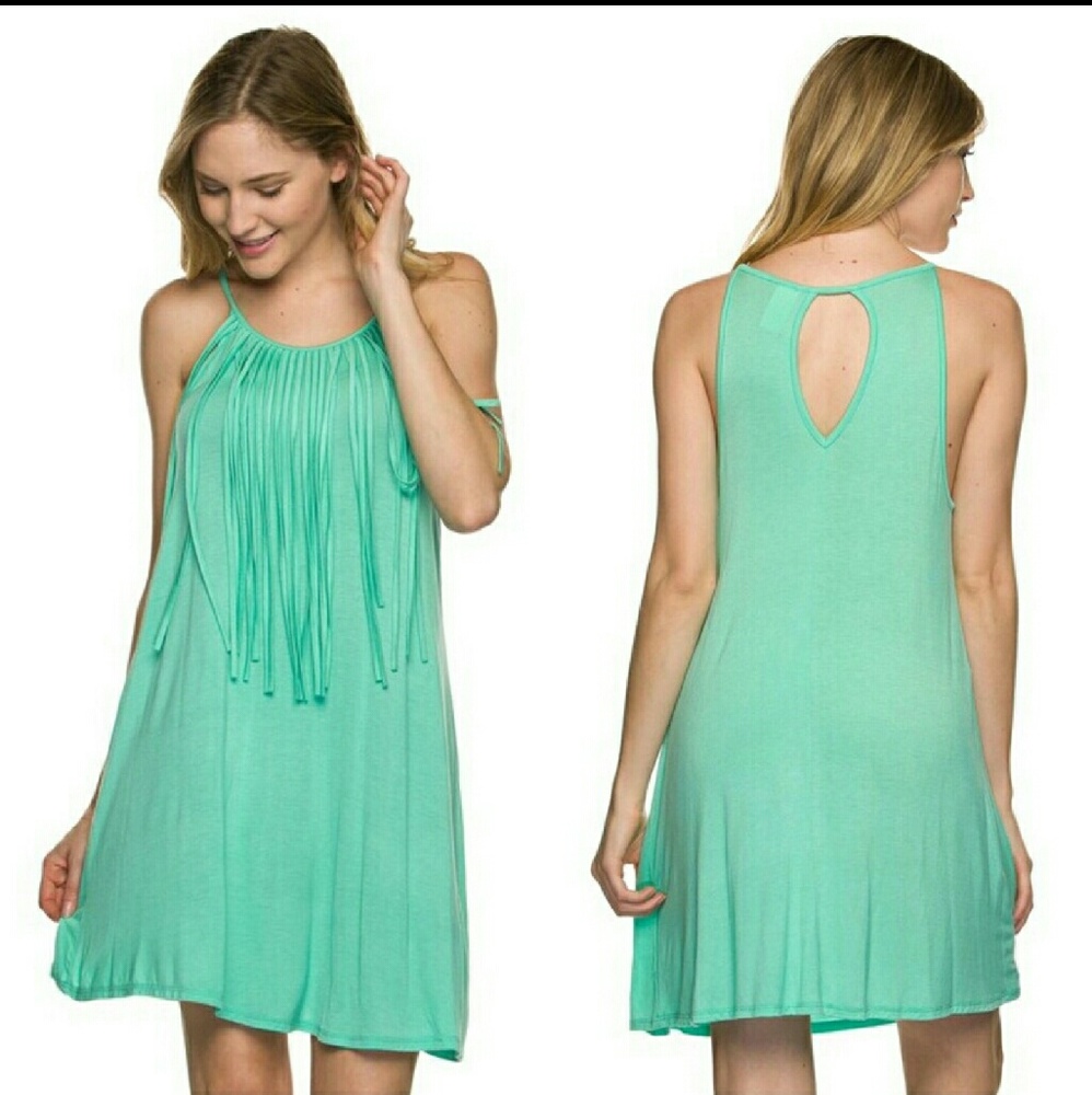 Mint Fringe Dress