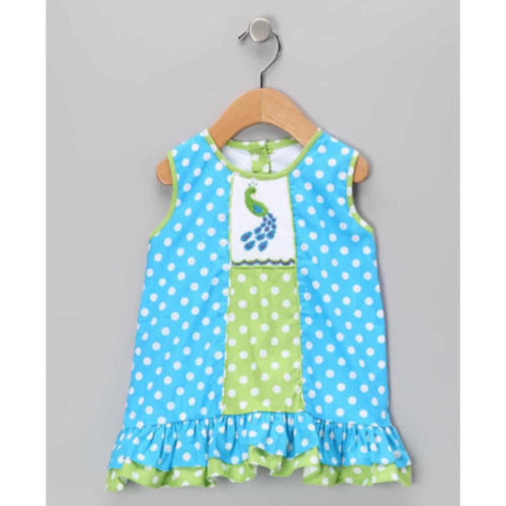 NEW Boutique Peacock Smocked Dress size 18 months