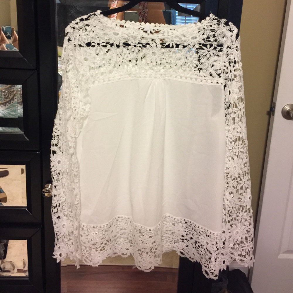 White Lace Blouse Size Large