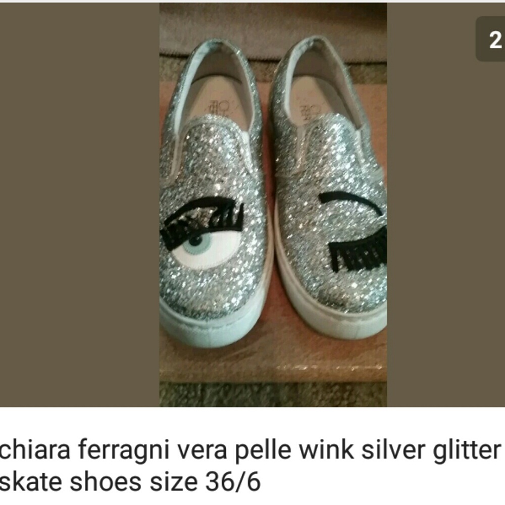 Chiara ferragni vera pelle wink glitter shoes