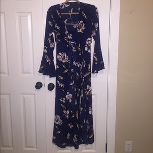 Two piece floral top and skirt set