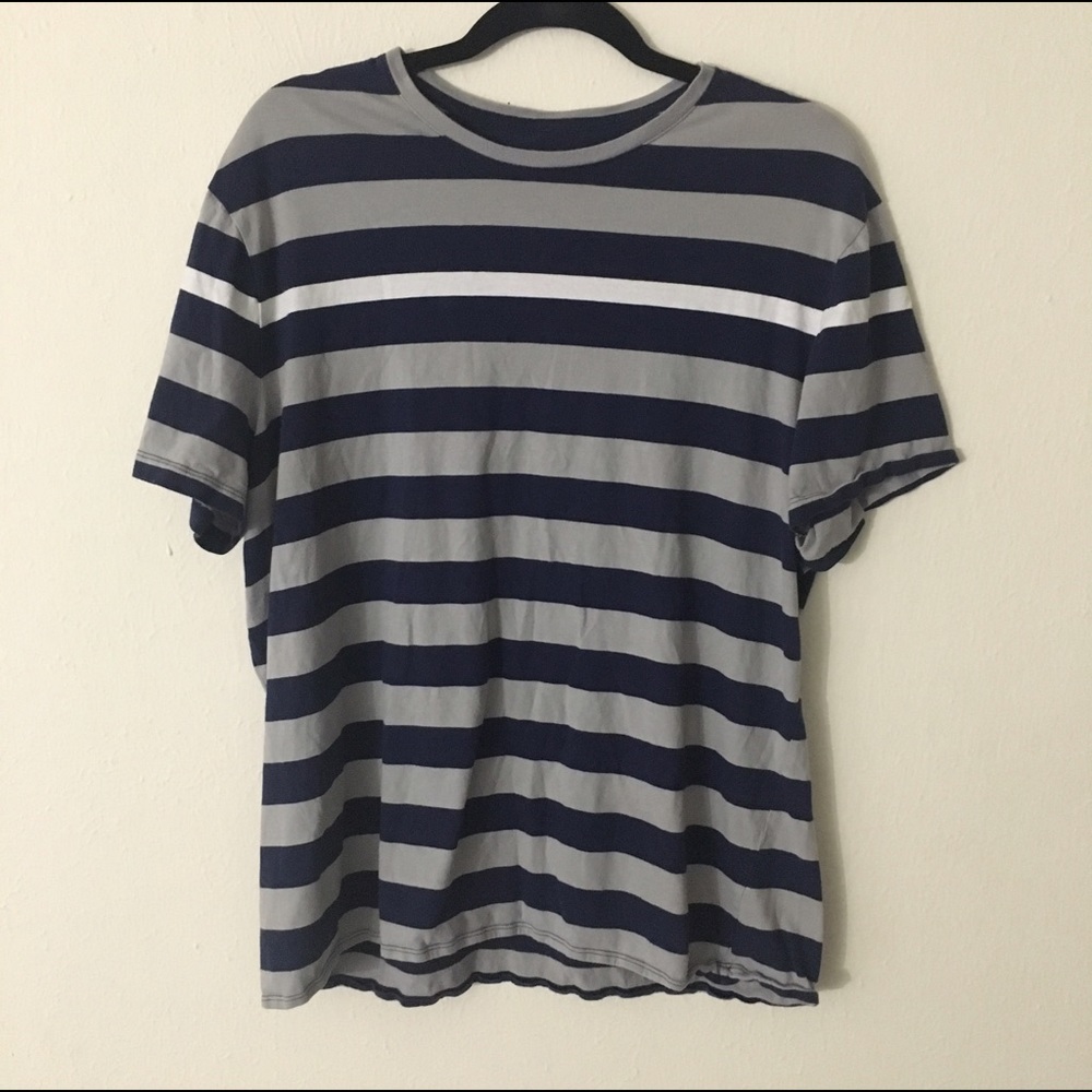 Banana Republic Blue & Gray Stripe Soft Wash T XL