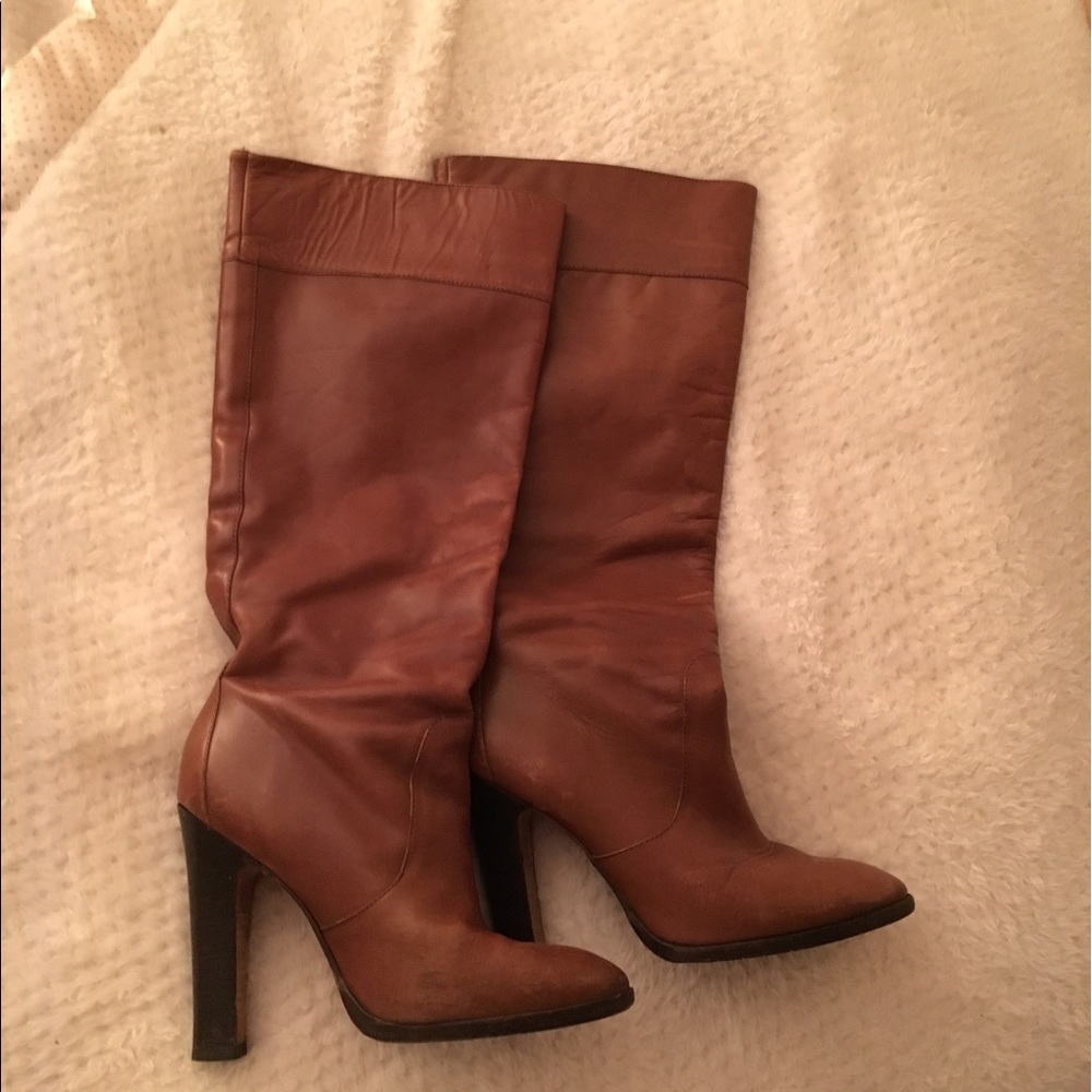 Camel brown heeled leather Michael Kors boots