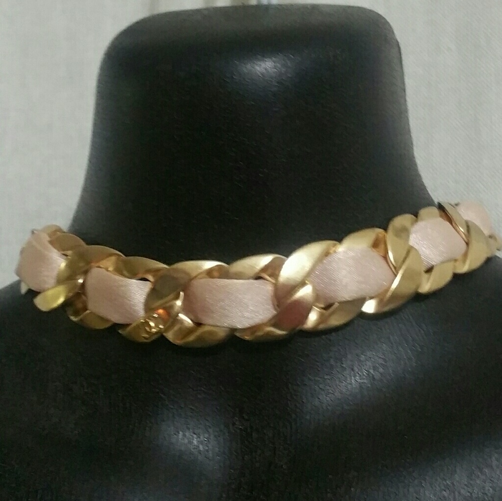 🚫SOLD🚫CHANEL Goldtone Chain Link Silk CC Choker