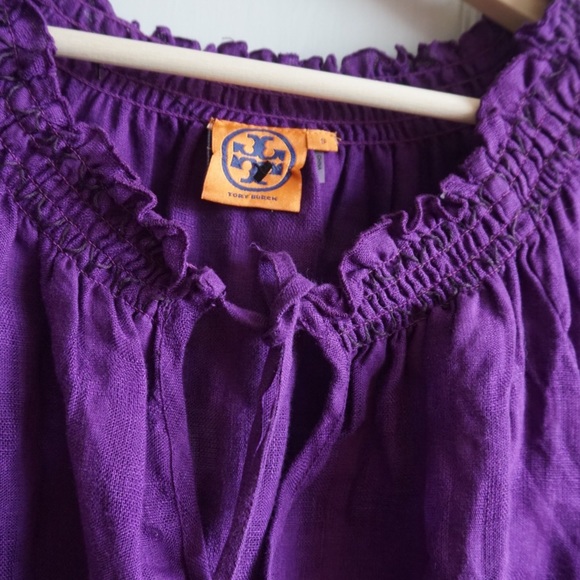SOLD! Tory Burch Purple Boho Linen Top - Picture 5 of 8
