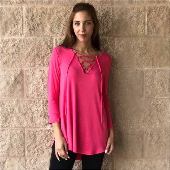 🌸 Ava Lace Up Long Sleeve Tee - Picture 2 of 7