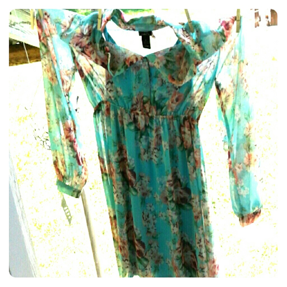 Tiffany blue pink floral rue 21 dress