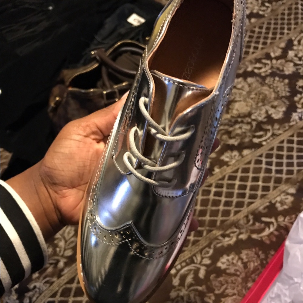 Brand new silver oxfords