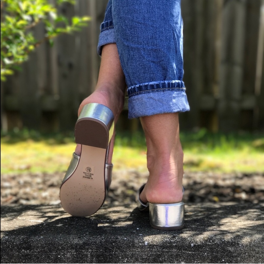 Chic Silver Metallic Mules - Picture 3 of 8