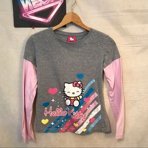 Hello kitty girls pink gray shirt Sz L A1504