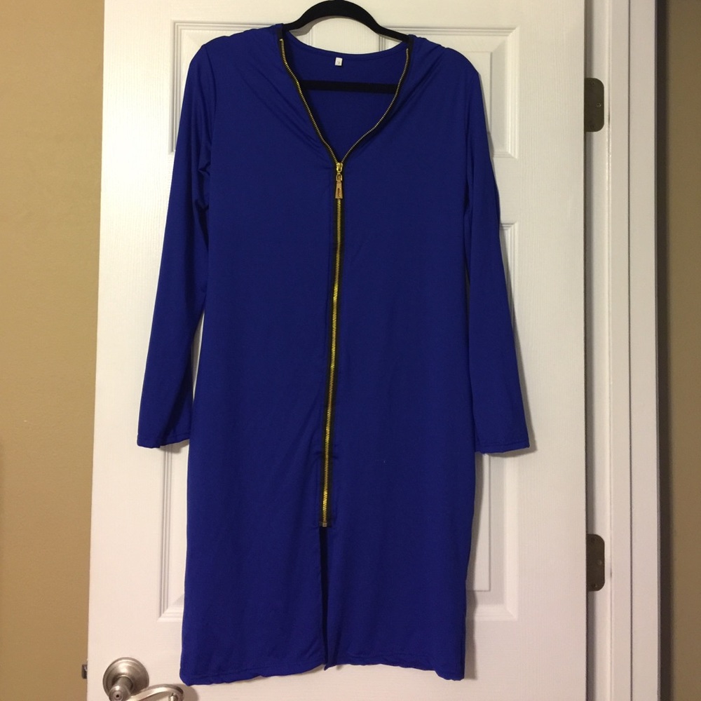 Royal Blue BodyCon Zipper Dress