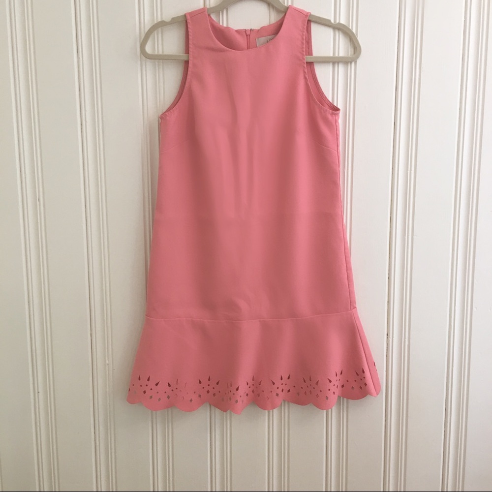 Ann Taylor Peach Peplum Shift Dress Eyelet