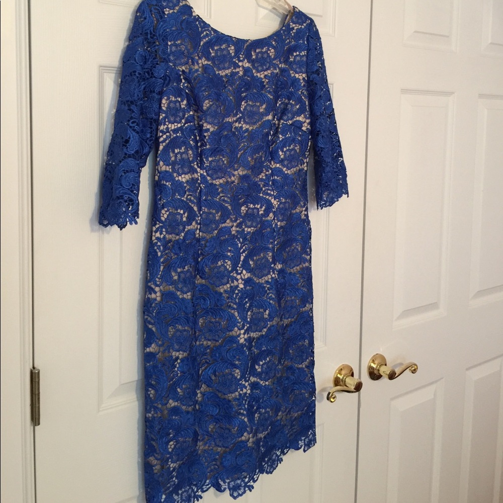 Blue lace cocktail dress