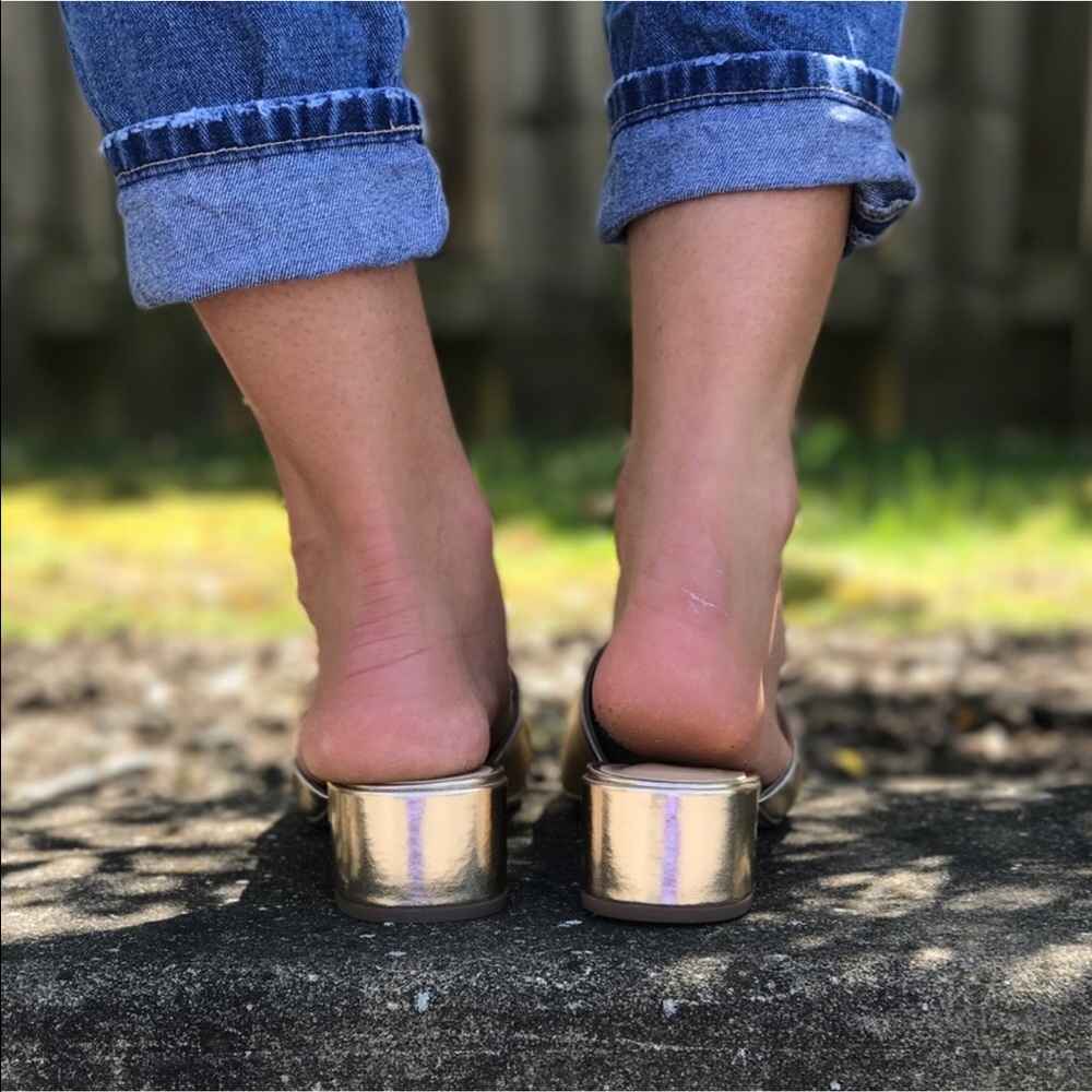 Glamor Gold Metallic Mules - Picture 3 of 8