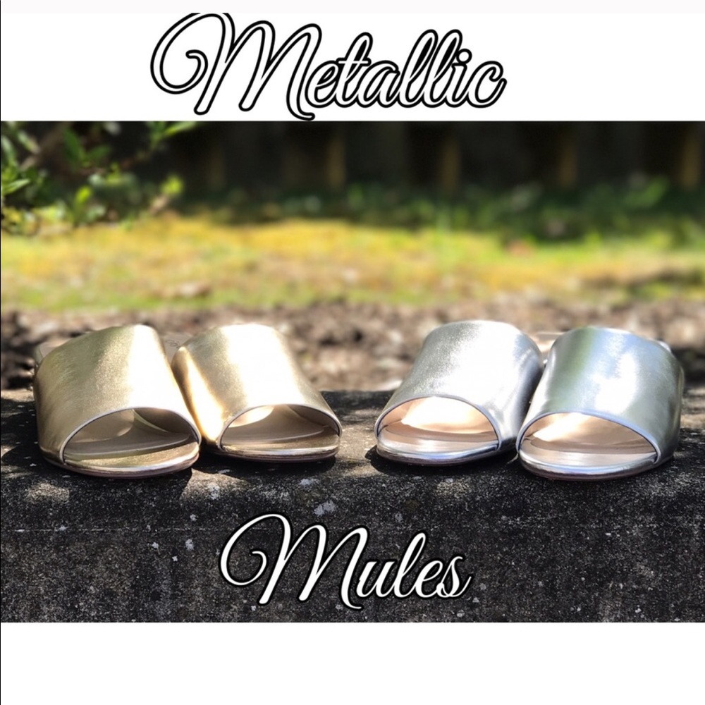 Glamor Gold Metallic Mules - Picture 4 of 8