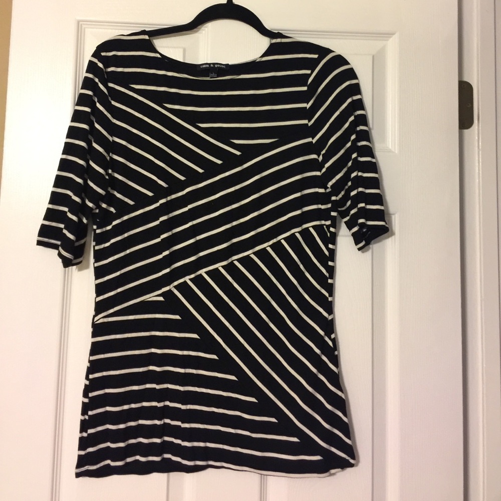 Cable and Gauge Black and White Striped top