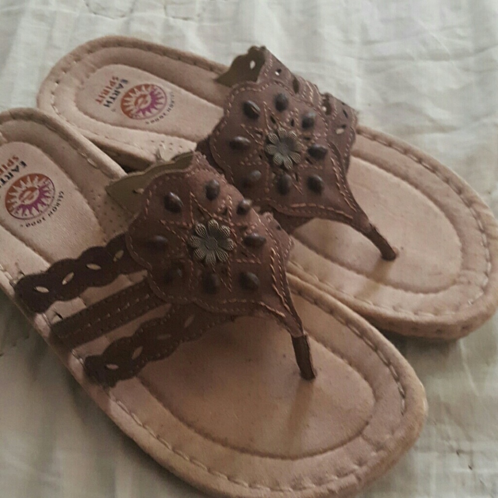 Sandals boho beaded detail,  suede/leather upper