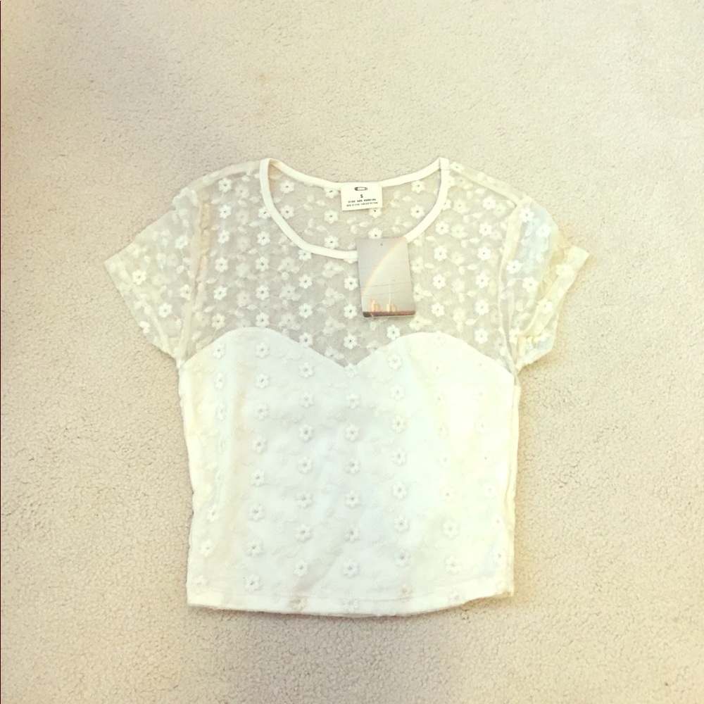 Mesh flower crop top