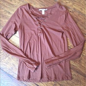 Rust colored lace up top