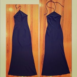 Zara Black maxi halter evening gown