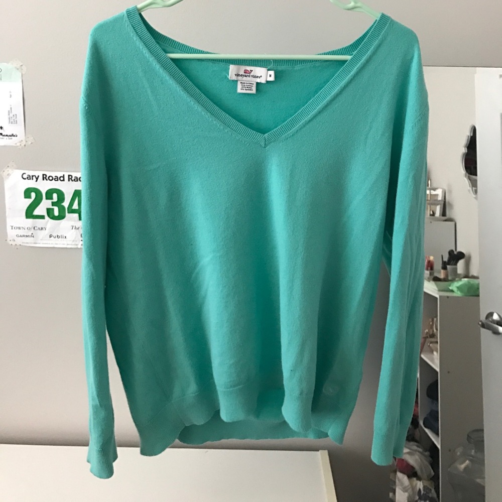 Turquoise blue sweater from Vineyard Vines
