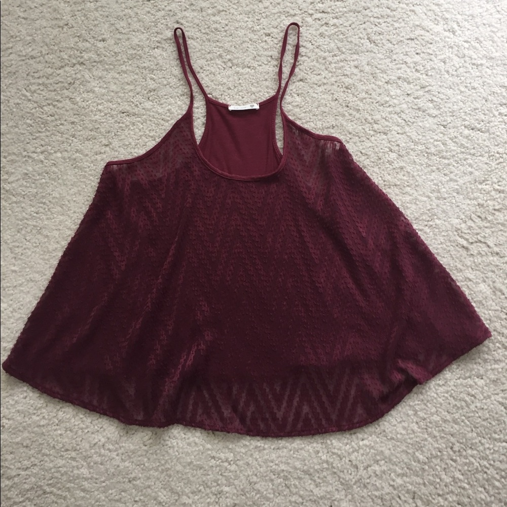 Burgundy edgy patterned tank top