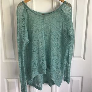 Free People Open Weave Mint Sweater