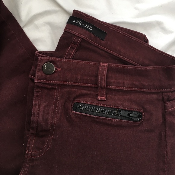 J Brand skinny burgundy jeans with zipper detail - Picture 2 of 2
