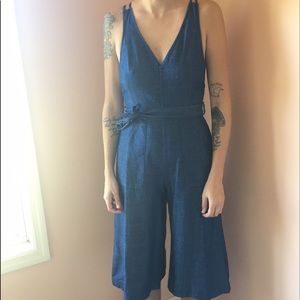 LUSH:DENIM WIDE LEG CROP ROMPER