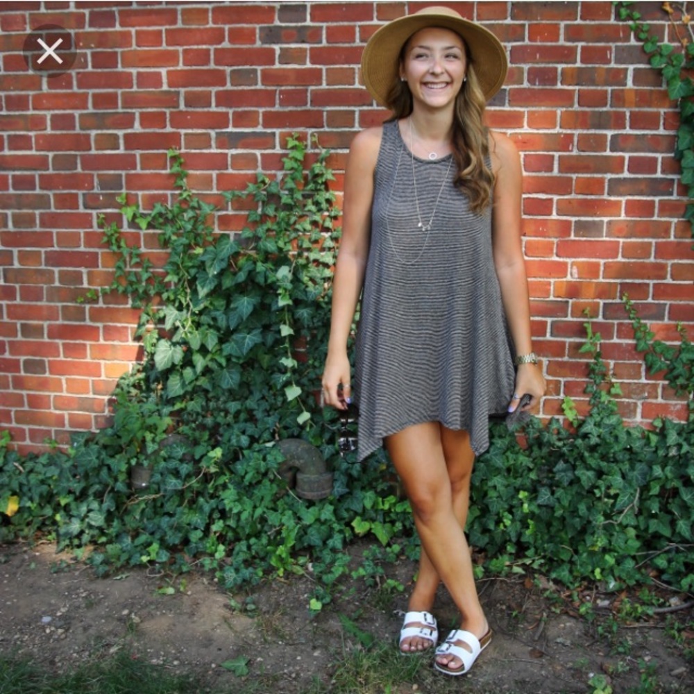 Black and white striped dress