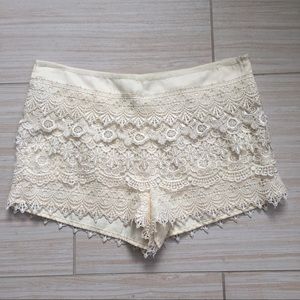 Cream Lace Shorts