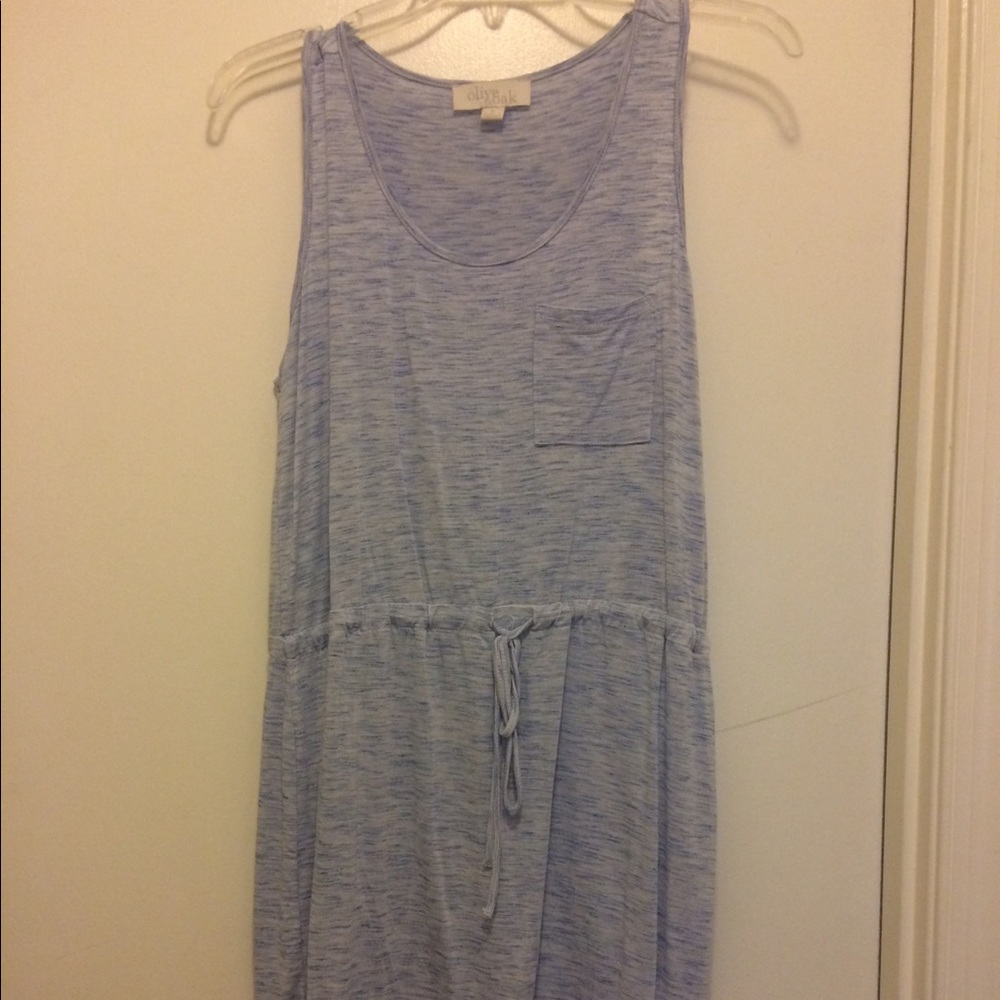 Blue casual dress with tie front