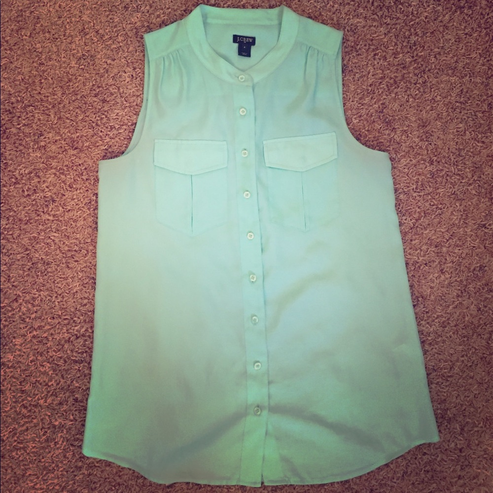 Button down J Crew sleeveless blouse