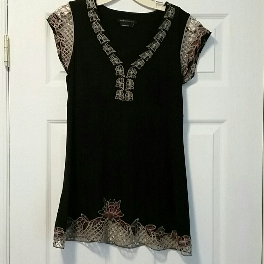 BCBGMax Azria Boho Cap Sleeve Tunic Top NWOT