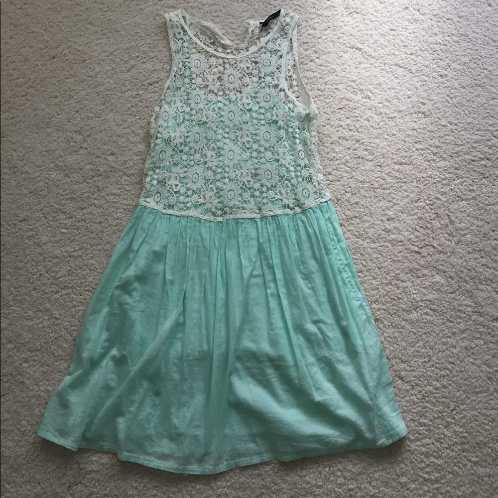 Mint green and cream lace Zara dress
