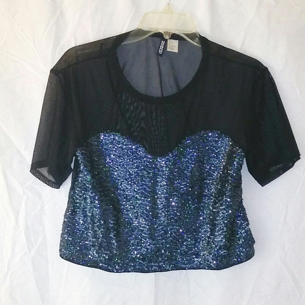 Sequins mesh top 🔵