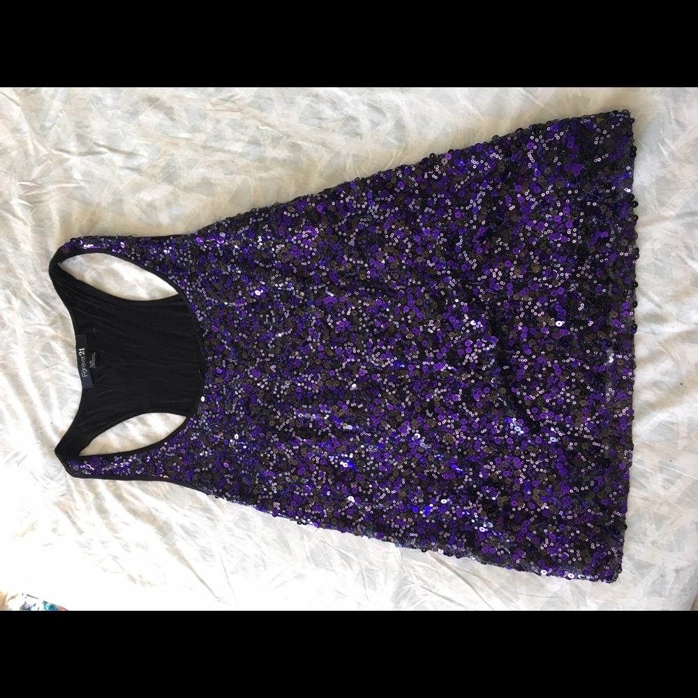 Purple and black sequin tank top, side L