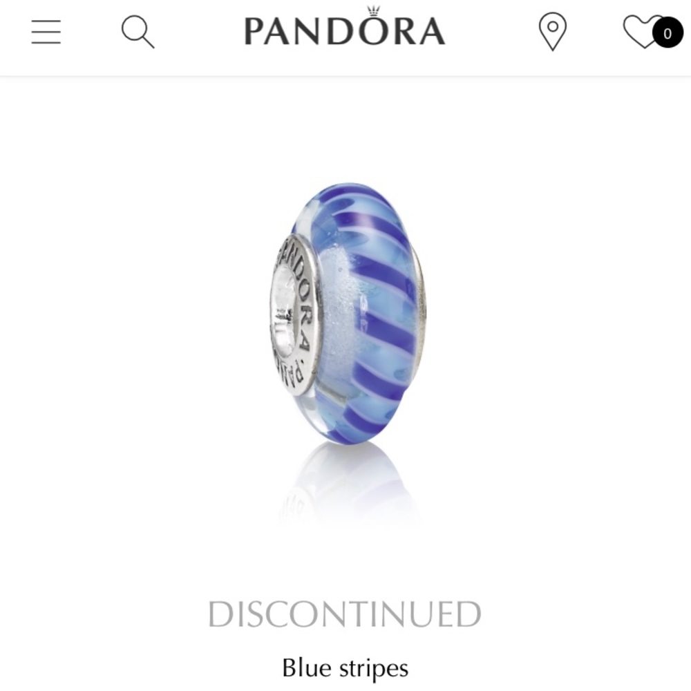 Pandora Blue stripe glass charm