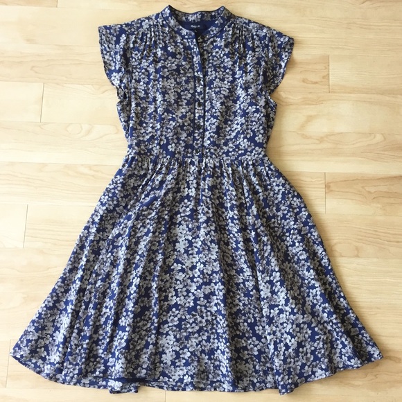 Madewell Dresses & Skirts - Flutter Sleeve Silk Shirtdress In Floral Newsprint