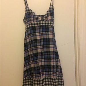 Blue, white, and pink patterned dress