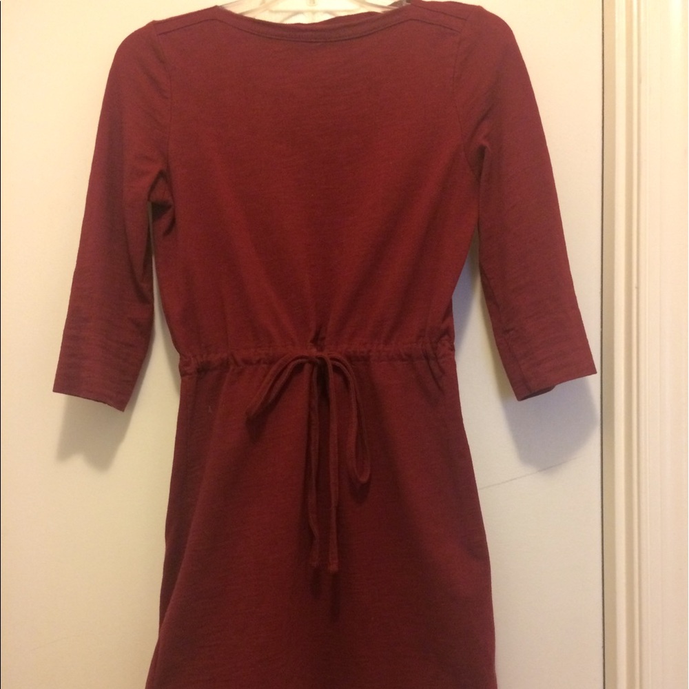 Maroon 3/4 sleeve length dress