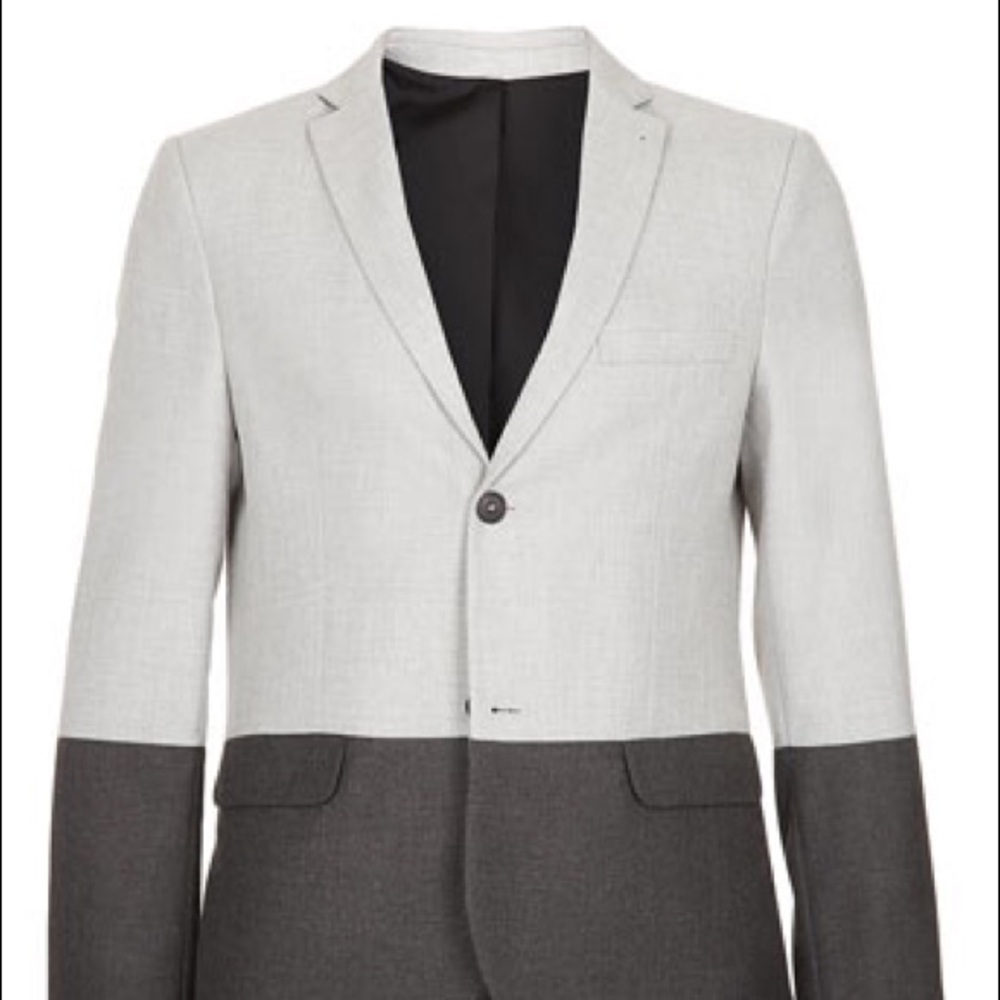 Topman Skinny blazer in Color Block Gray