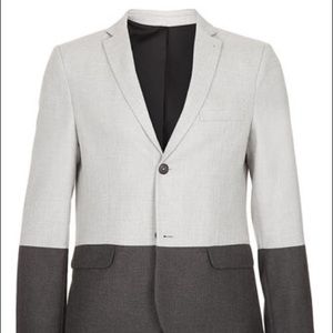 Topman Skinny blazer in Color Block Gray