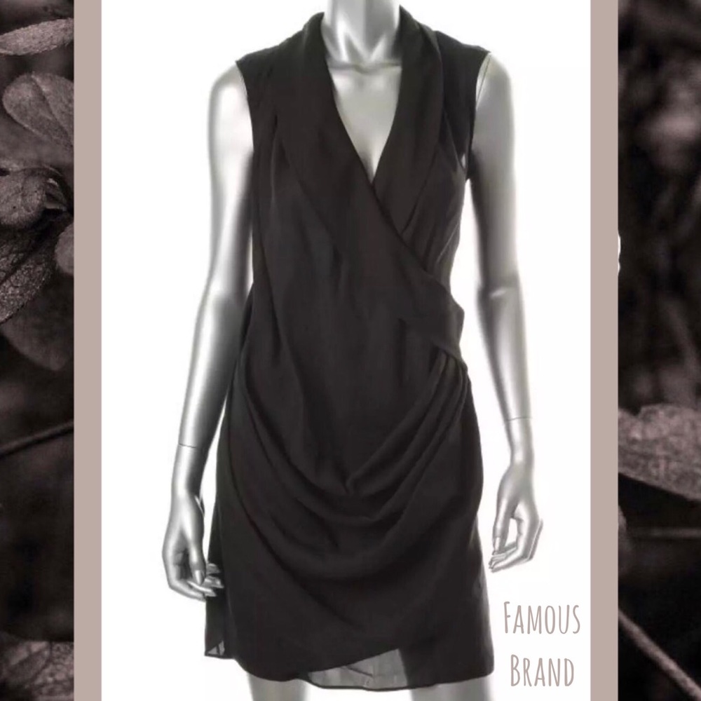 FAMOUS BRAND Classy Black Georgette Drape Dress