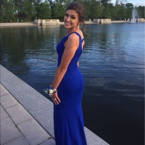 Long, royal blue dress