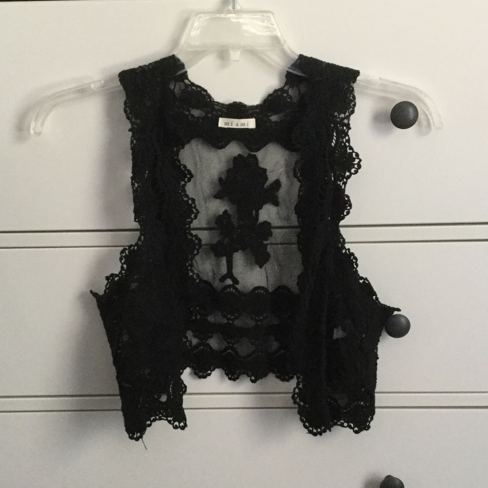 Miami Black Crochet Mesh Vest 🎀 LIKE NEW!
