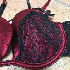 Red and Black Lace Bra